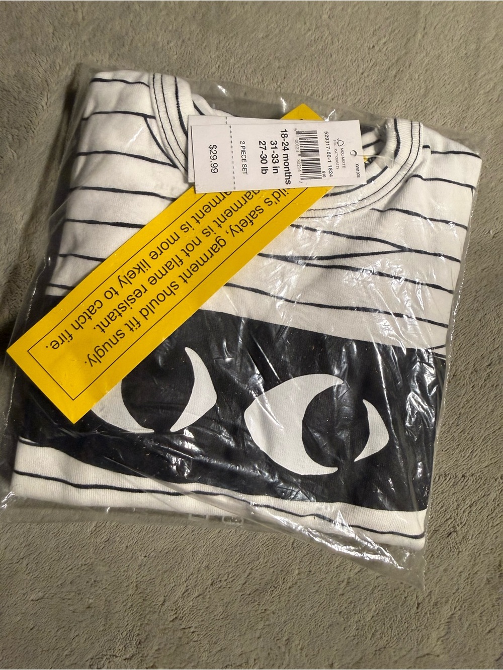 GAP Black and White Striped Kids Pajama Top with Eye Graphic